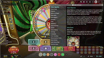 Schermata regole Crazy Time